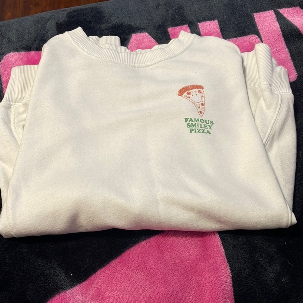 Famous Smiley Pizza White Sweatshirt